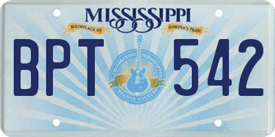 MS license plate BPT542