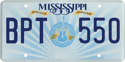 MS license plate BPT550