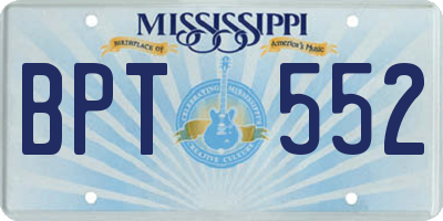 MS license plate BPT552