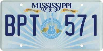 MS license plate BPT571