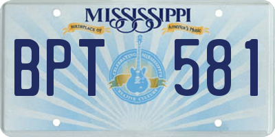 MS license plate BPT581