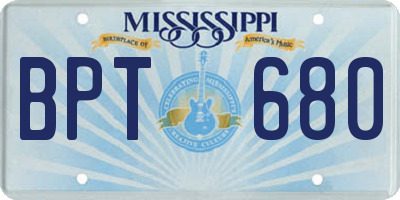 MS license plate BPT680