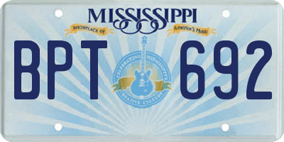 MS license plate BPT692