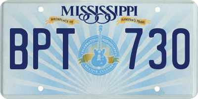 MS license plate BPT730