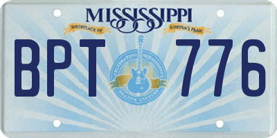 MS license plate BPT776