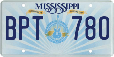 MS license plate BPT780