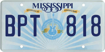 MS license plate BPT818