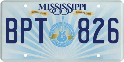 MS license plate BPT826