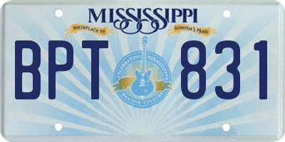MS license plate BPT831