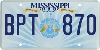 MS license plate BPT870