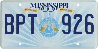 MS license plate BPT926