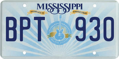 MS license plate BPT930