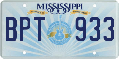 MS license plate BPT933