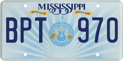 MS license plate BPT970