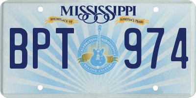 MS license plate BPT974