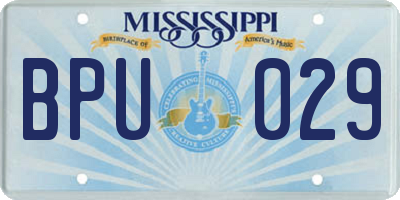 MS license plate BPU029