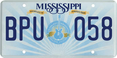 MS license plate BPU058