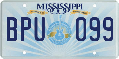 MS license plate BPU099