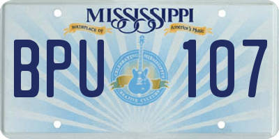 MS license plate BPU107
