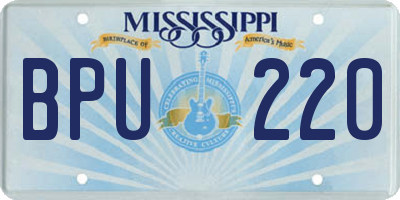 MS license plate BPU220