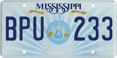 MS license plate BPU233