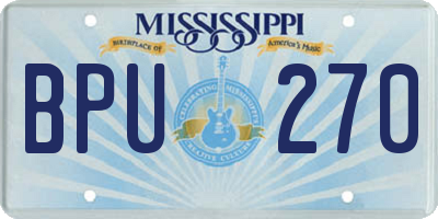 MS license plate BPU270