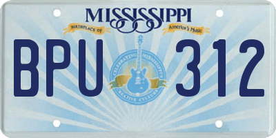 MS license plate BPU312