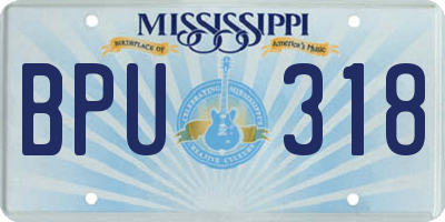 MS license plate BPU318