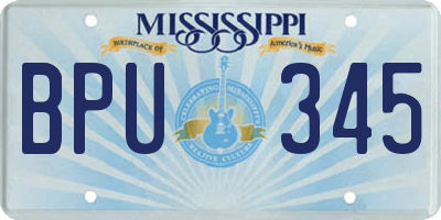 MS license plate BPU345