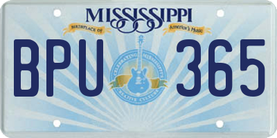MS license plate BPU365