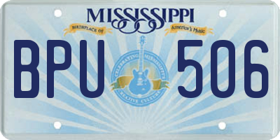 MS license plate BPU506