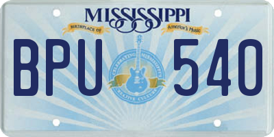 MS license plate BPU540