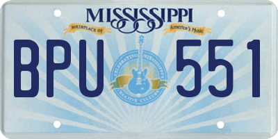 MS license plate BPU551