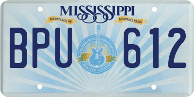 MS license plate BPU612
