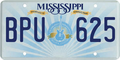 MS license plate BPU625