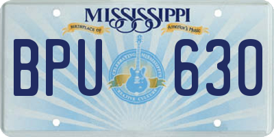 MS license plate BPU630