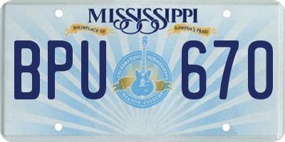 MS license plate BPU670