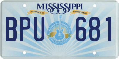 MS license plate BPU681