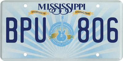 MS license plate BPU806