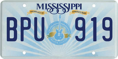 MS license plate BPU919