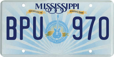 MS license plate BPU970