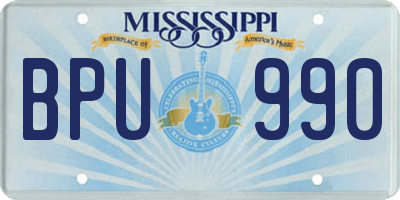 MS license plate BPU990