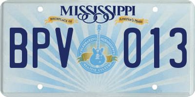 MS license plate BPV013