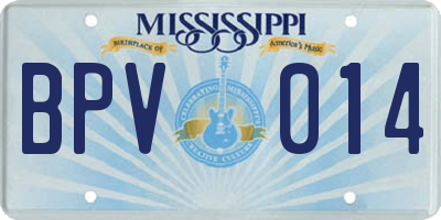 MS license plate BPV014