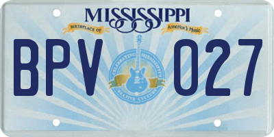 MS license plate BPV027