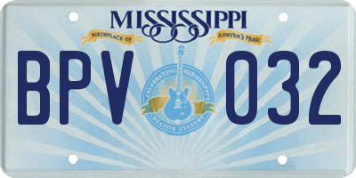 MS license plate BPV032