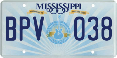 MS license plate BPV038