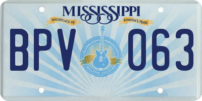 MS license plate BPV063