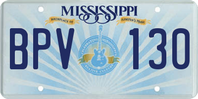 MS license plate BPV130