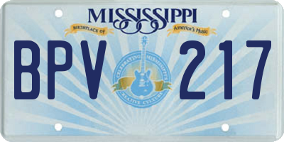 MS license plate BPV217